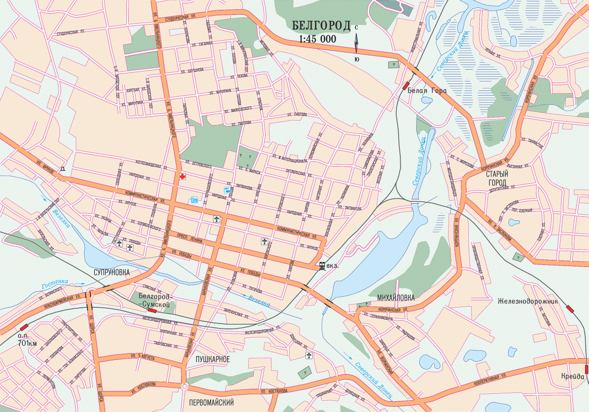 Подробная карта Белгорода с адресами